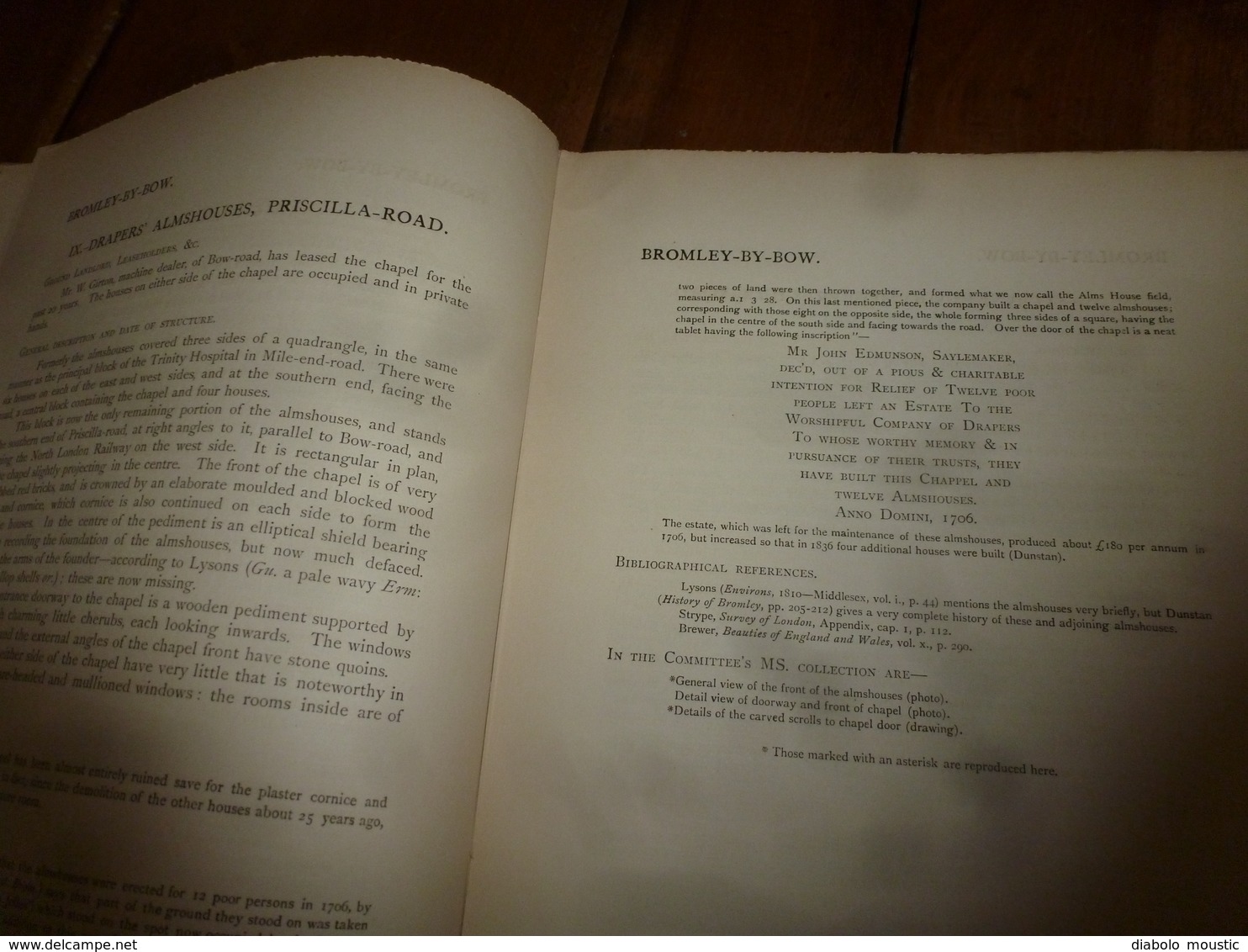 1900 With map of the Parish of BROMLEY : The survey of London: being the first volume of the register of the committee