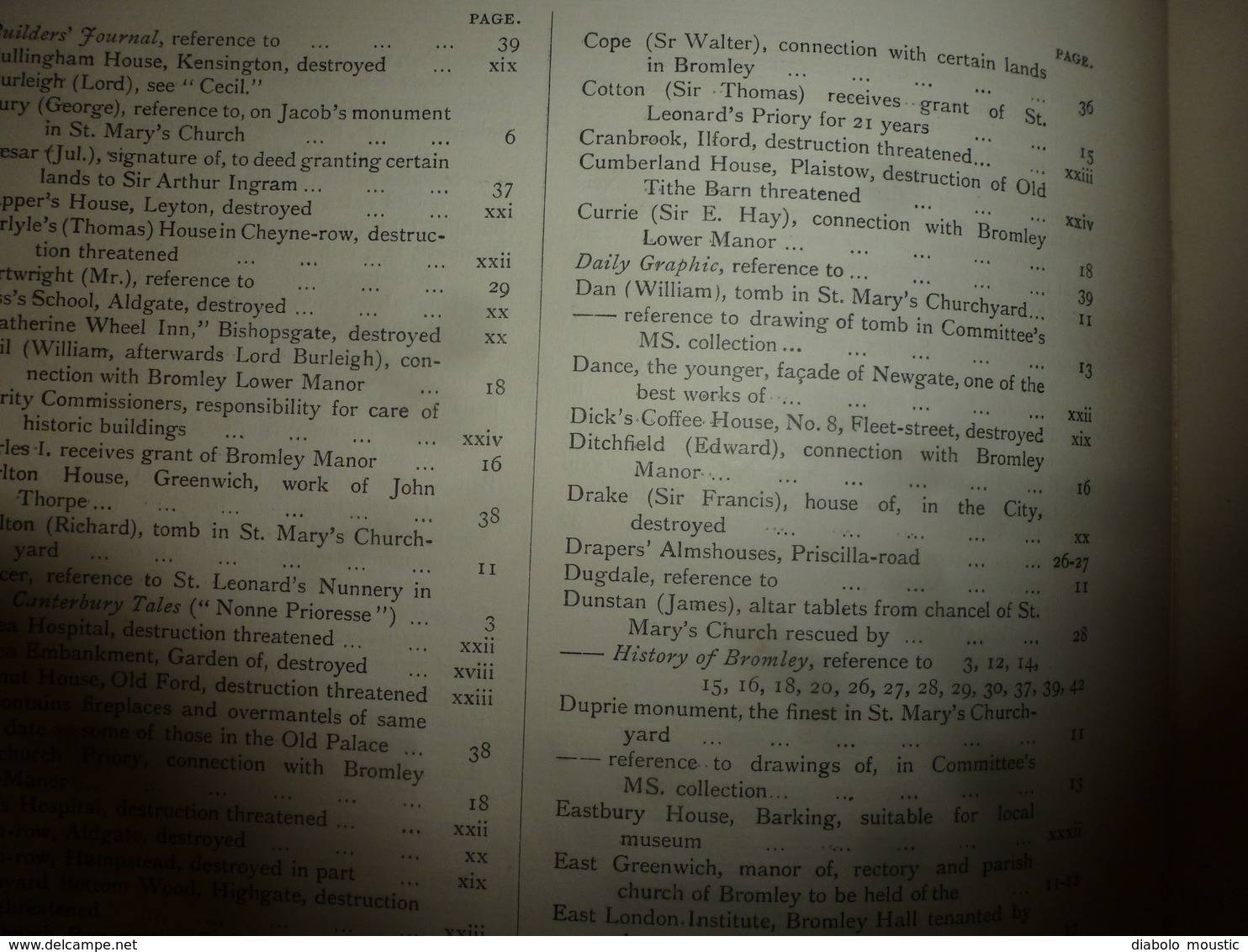 1900 With map of the Parish of BROMLEY : The survey of London: being the first volume of the register of the committee