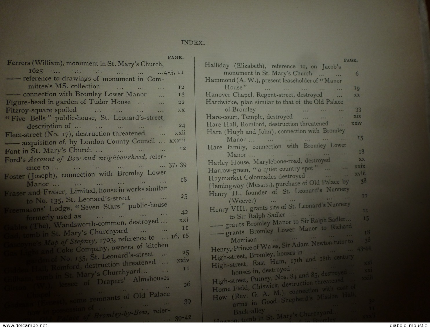 1900 With map of the Parish of BROMLEY : The survey of London: being the first volume of the register of the committee