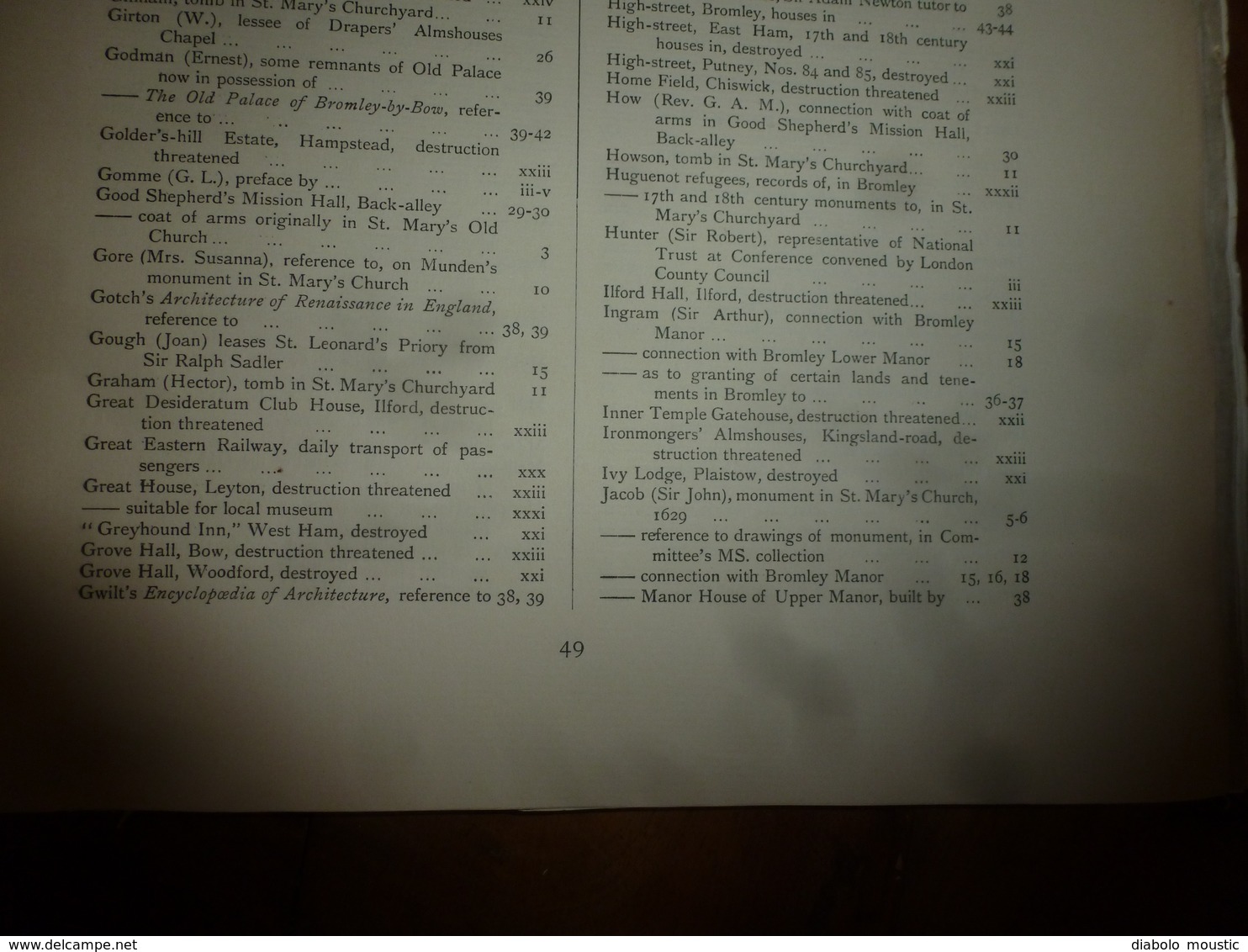 1900 With map of the Parish of BROMLEY : The survey of London: being the first volume of the register of the committee