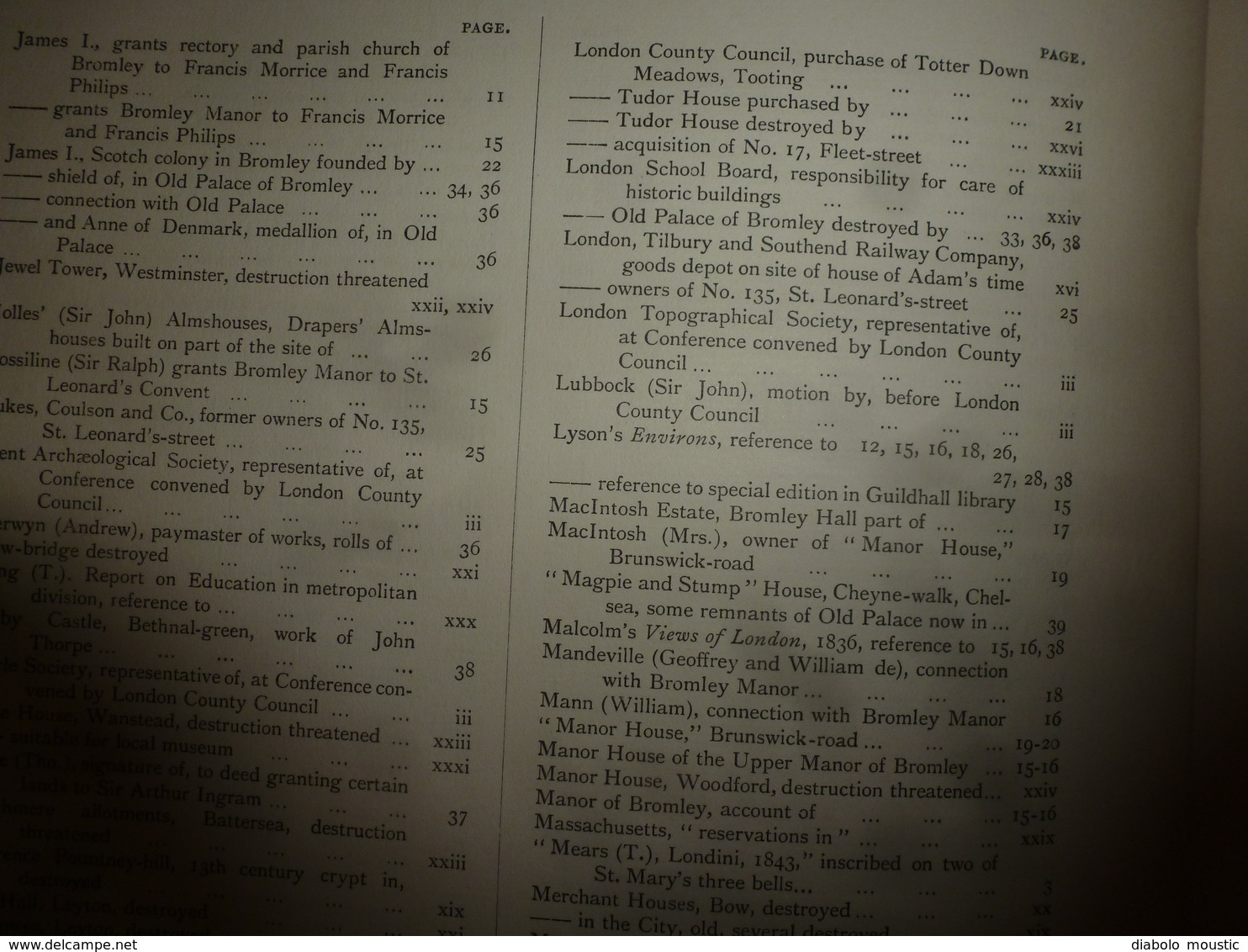 1900 With map of the Parish of BROMLEY : The survey of London: being the first volume of the register of the committee