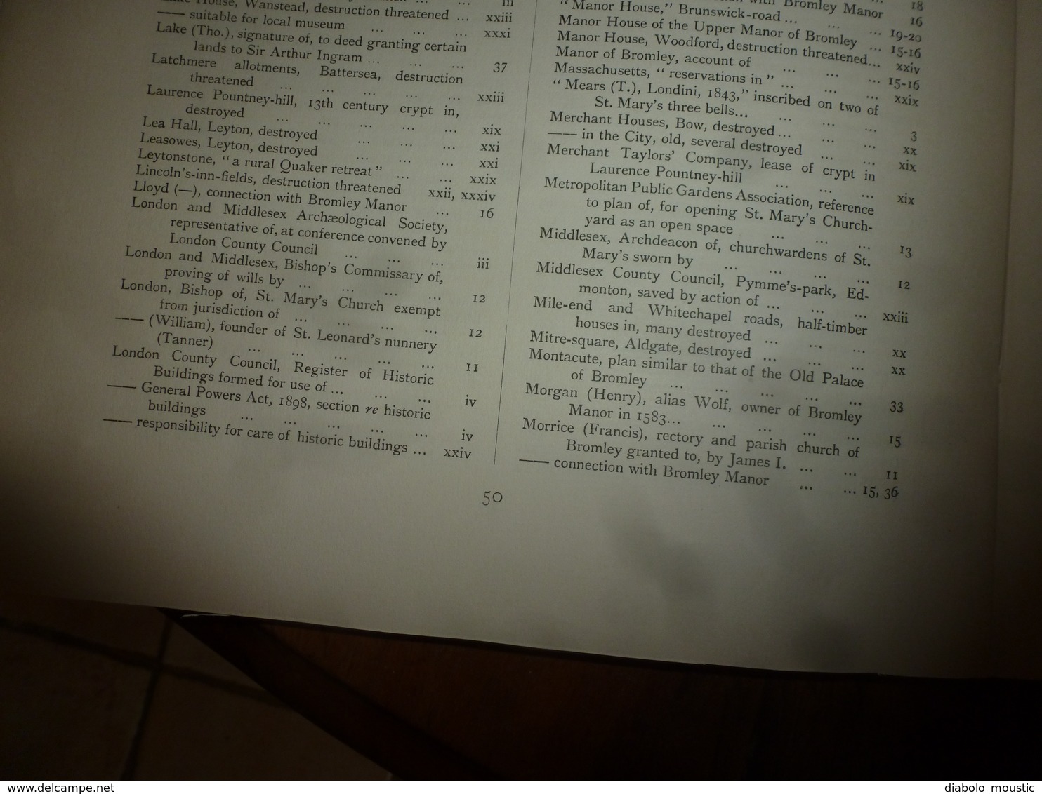 1900 With map of the Parish of BROMLEY : The survey of London: being the first volume of the register of the committee