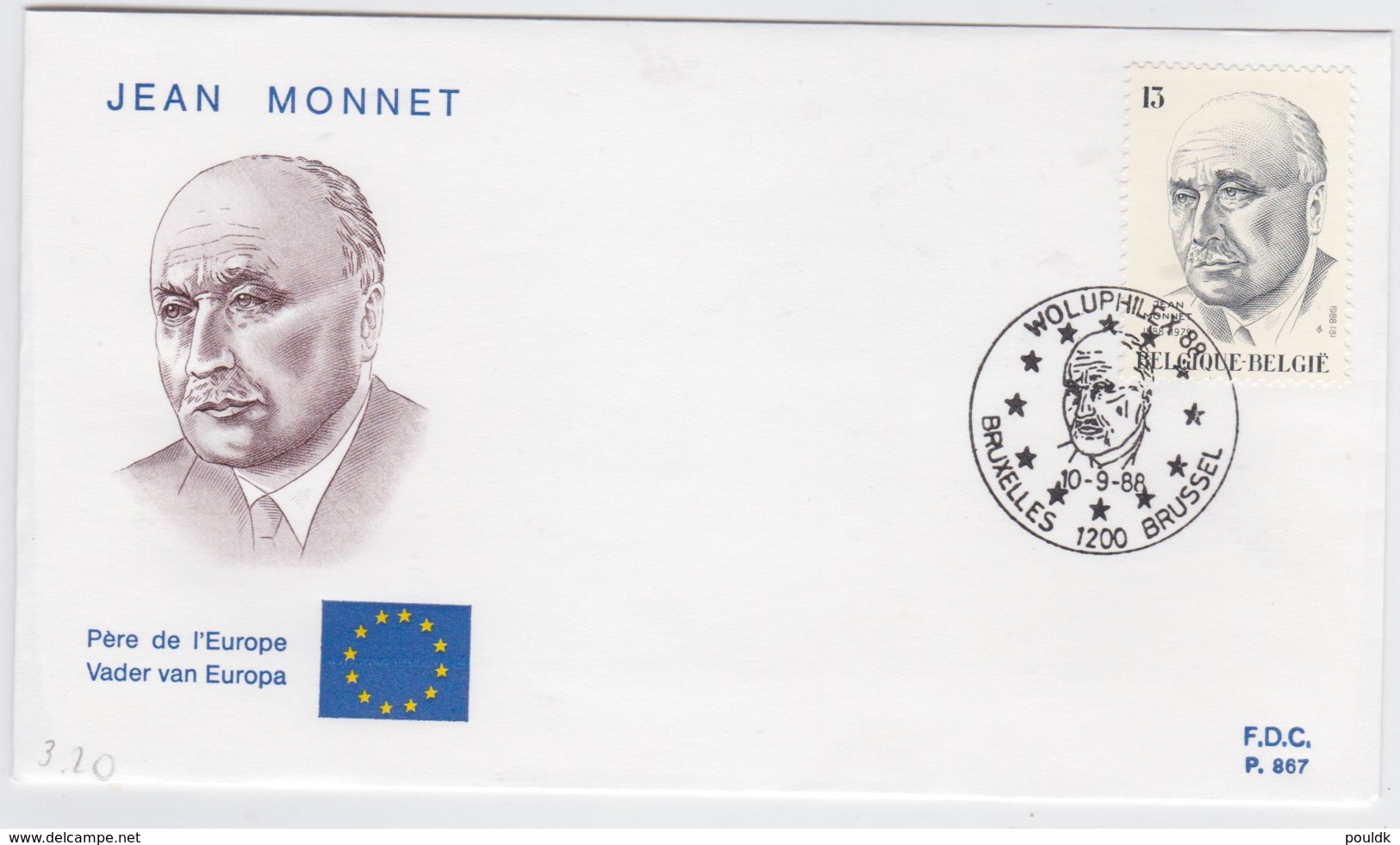 Belgium FDC 1988 Jean Monnet (G100-41) - 1981-1990