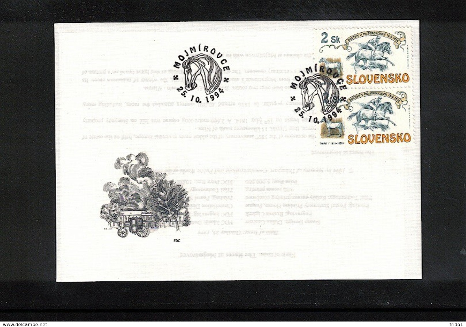 Slovakia 1994 Horse Racing FDC - Reitsport