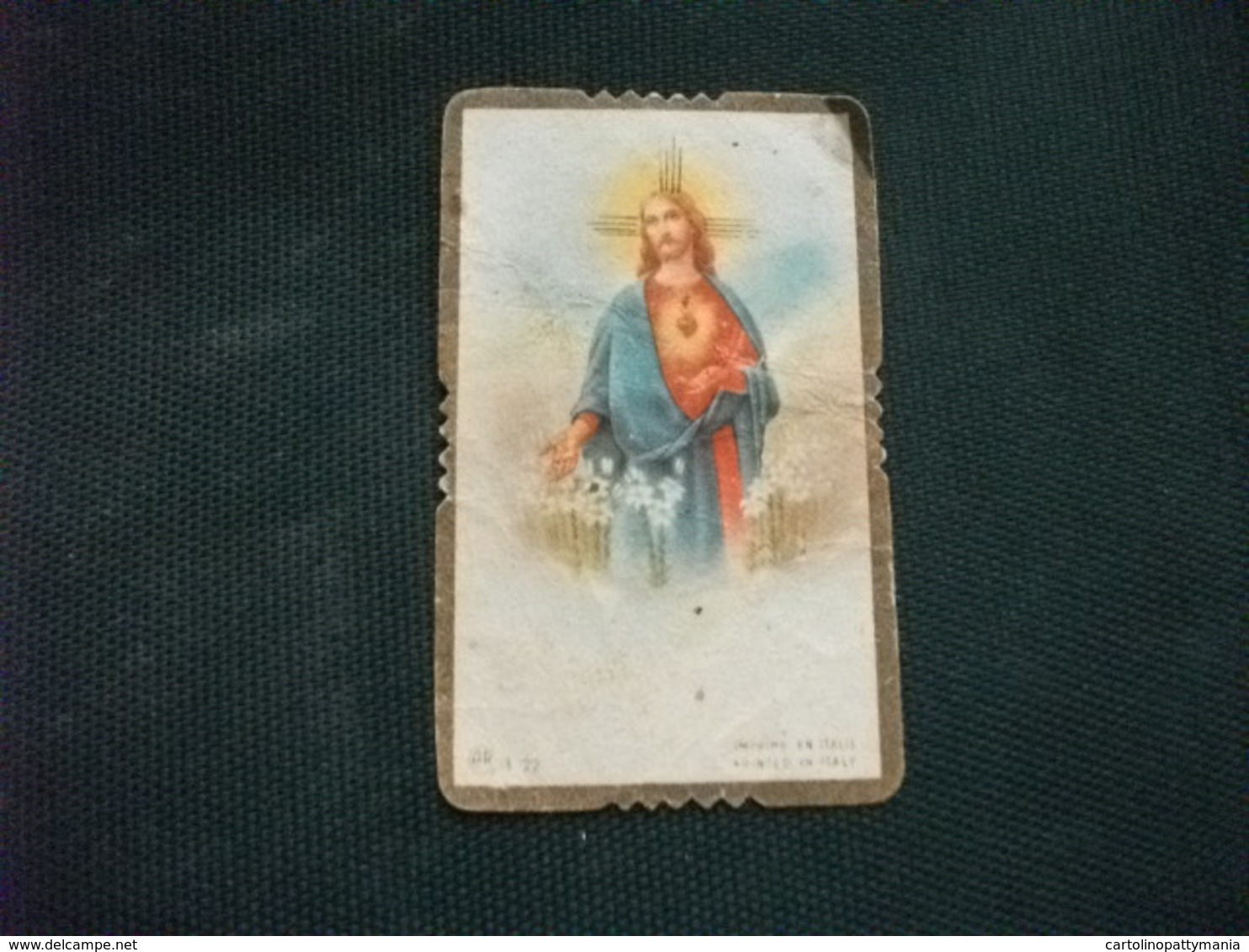 SANTINO HOLY PICTURE IMAGE SAINTE  SACRO CUORE DI GESU' E 22 PIEGHE SCIUPATO - Godsdienst & Esoterisme