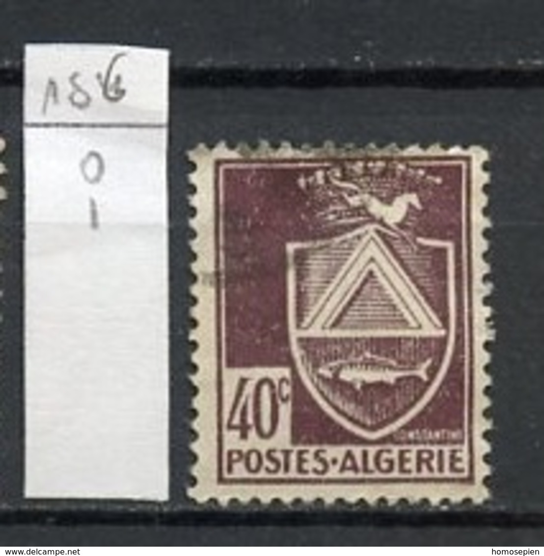 Algérie - Algerien - Algeria 1942-45 Y&T N°186 - Michel N°182 (o) - 40c Blason De Constantine - Usados