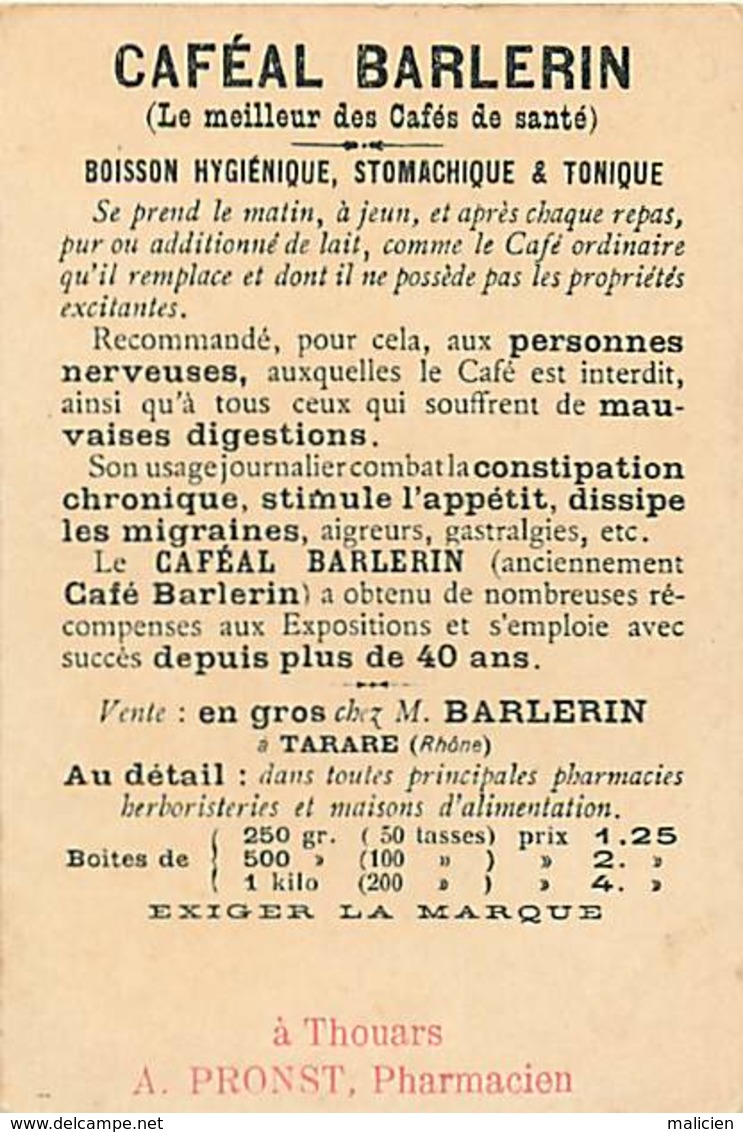 - Chromos- Ref-chA373- Cafeal Barlerin - Tarare - Rhône - Pub Pronst - Pharmacien - Thouars - Deux Sèvres / La Poste - - Thé & Café