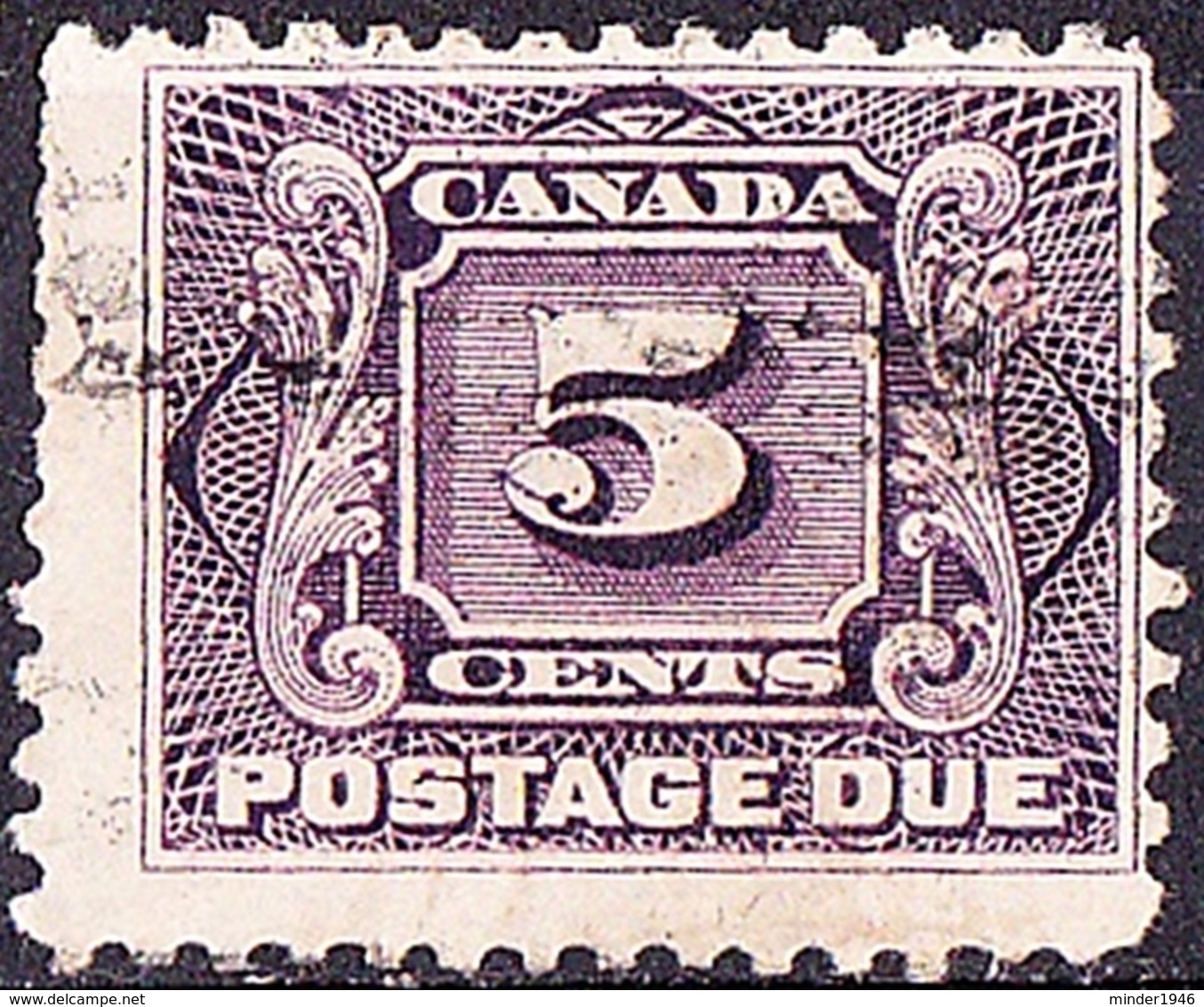 CANADA 1924 KGV 5c Postage Due Red Violet Thin Paper SGD7a Used - Portomarken