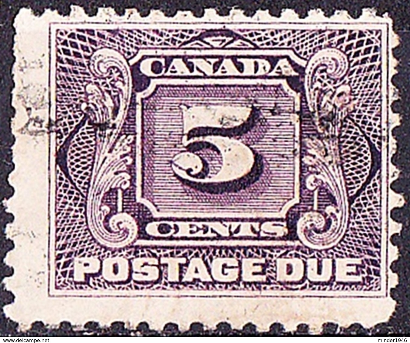 CANADA 1924 KGV 5c Postage Due Red Violet Thin Paper SGD7a Used - Port Dû (Taxe)