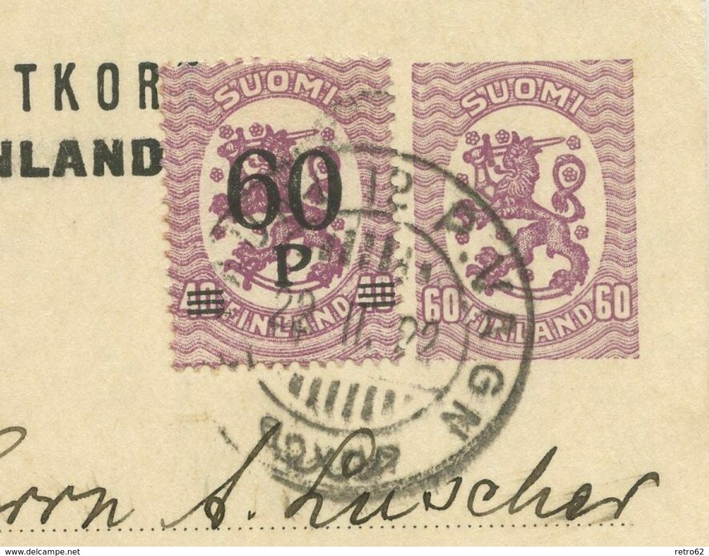 Finnland GA ZuF Postkarte Bahnpost 1922 Pori Berlin - Brieven En Documenten