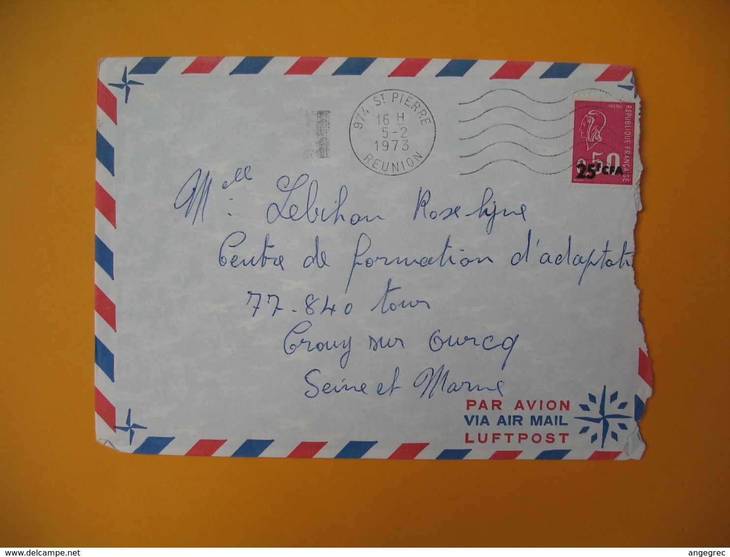 Lettre De La Réunion CFA  1973  N° 393  Marianne De Béquet De Saint Pierre Pour La France - Covers & Documents