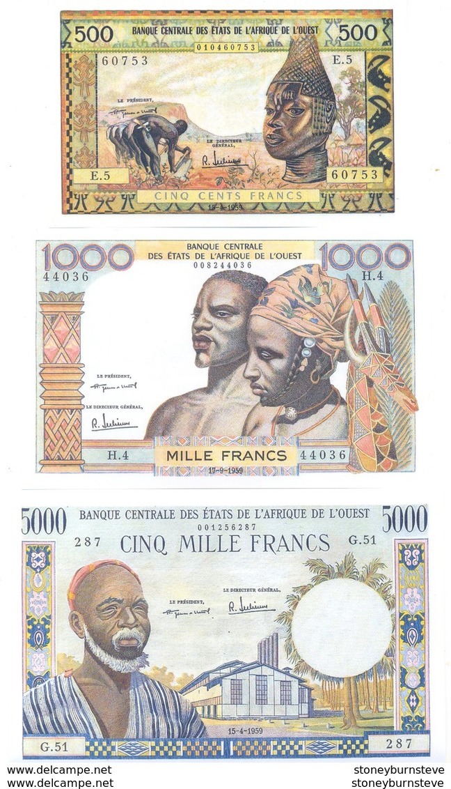 West African States 6 Note Set 1959 COPY - Estados De Africa Occidental