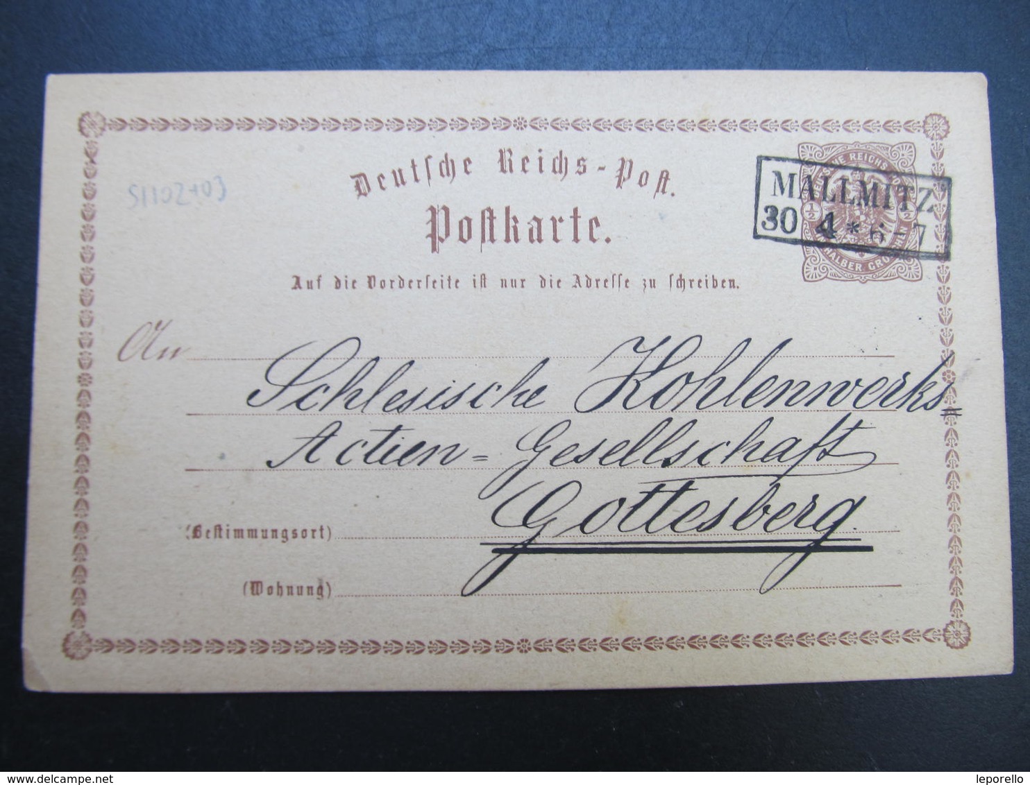 GANZSACHE Mallmitz Malomice Sagan - Gottesberg 1873 Korrespondenzkarte  /// D*38782 - Briefe U. Dokumente