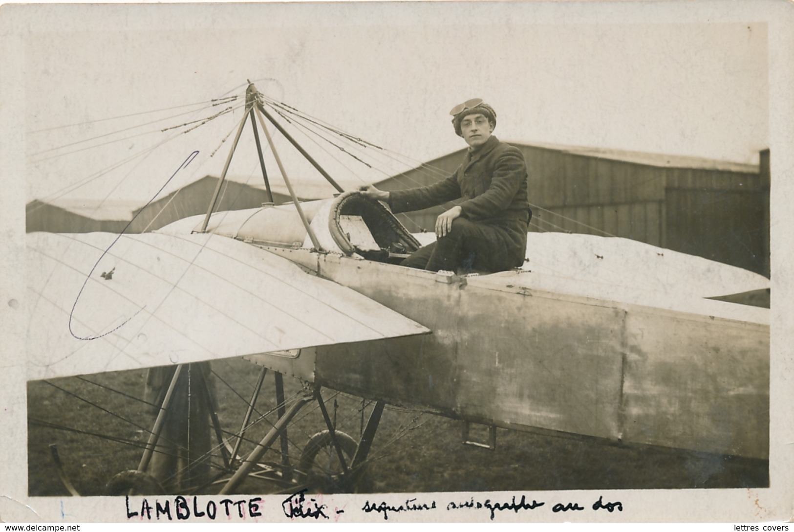 LAMBLOTTE L'aviateur Dans Son Avion ( Brevet Belge 29 Du 22/2/11 ) Avec Signature Autograpge Au Verso - Airmen, Fliers