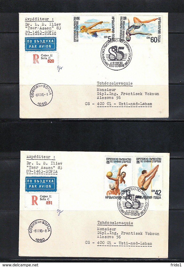 Bulgaria 1985 Europa Swimming Championship FDC - Schwimmen