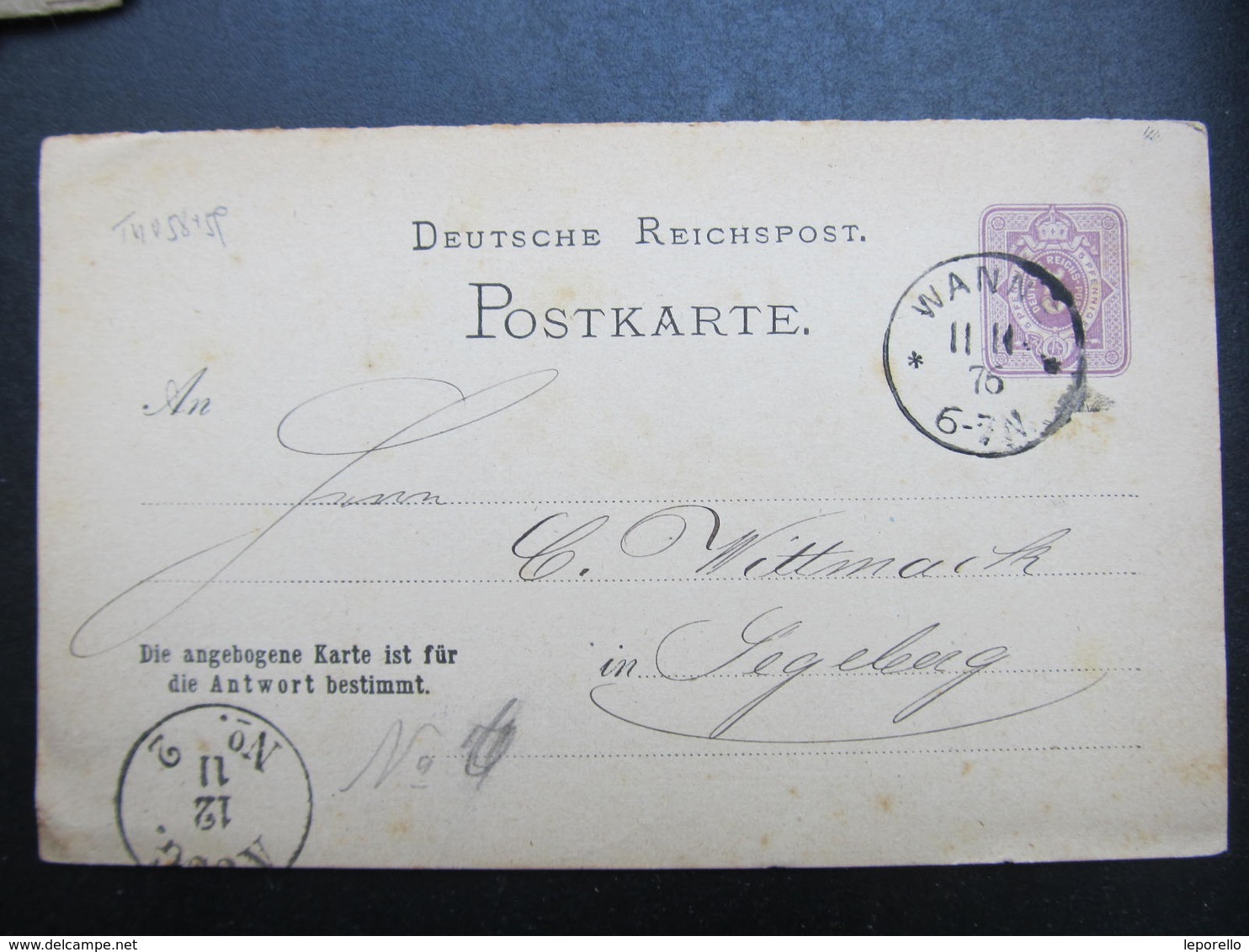 GANZSACHE Wanne - Segeberg 1876 Korrespondenzkarte Kohlenbergwerk Unser Fritz  /// D*38784 - Briefe U. Dokumente