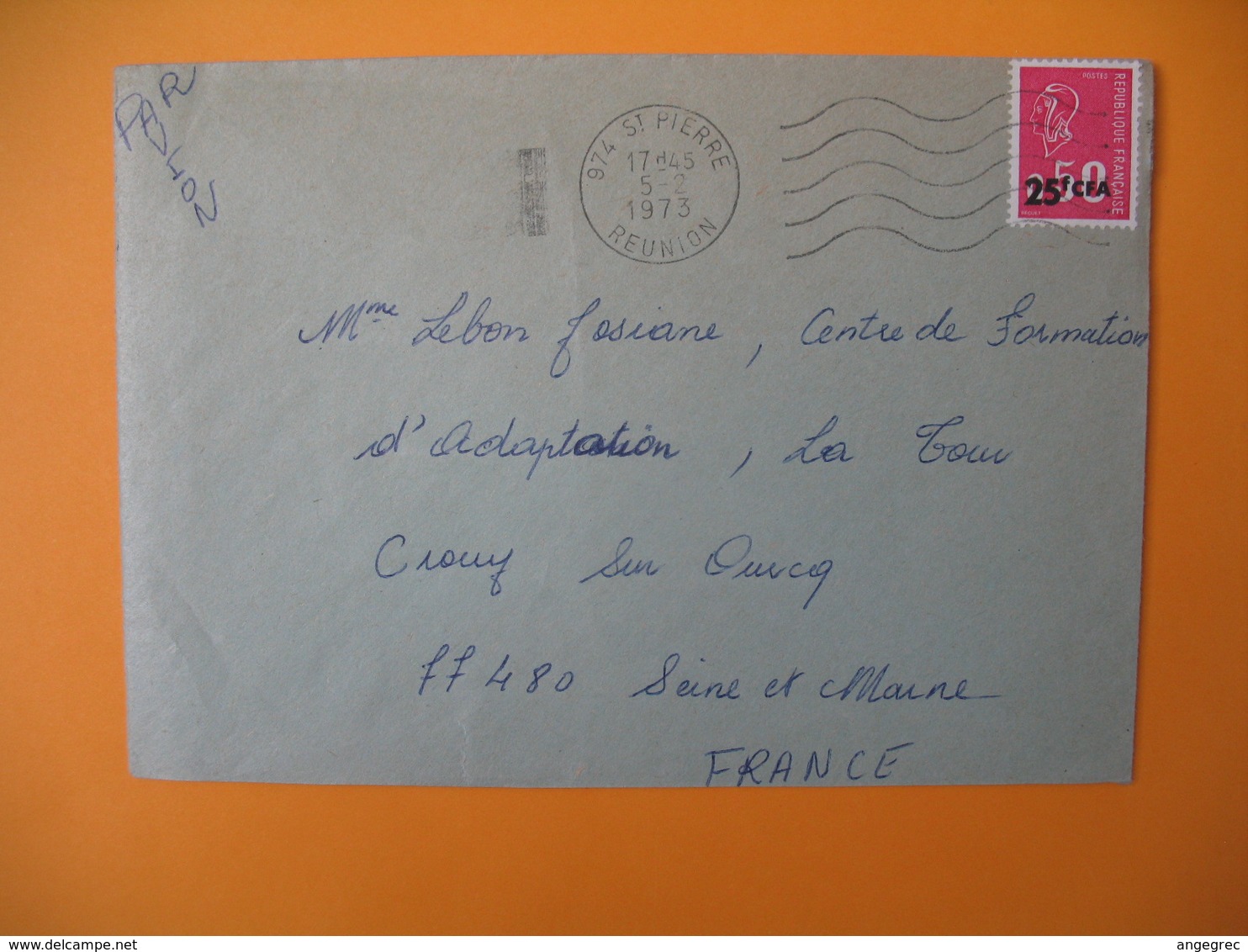 Lettre De La Réunion CFA  1973  N° 393  Marianne De Béquet De Saint Pierre Pour La France - Covers & Documents