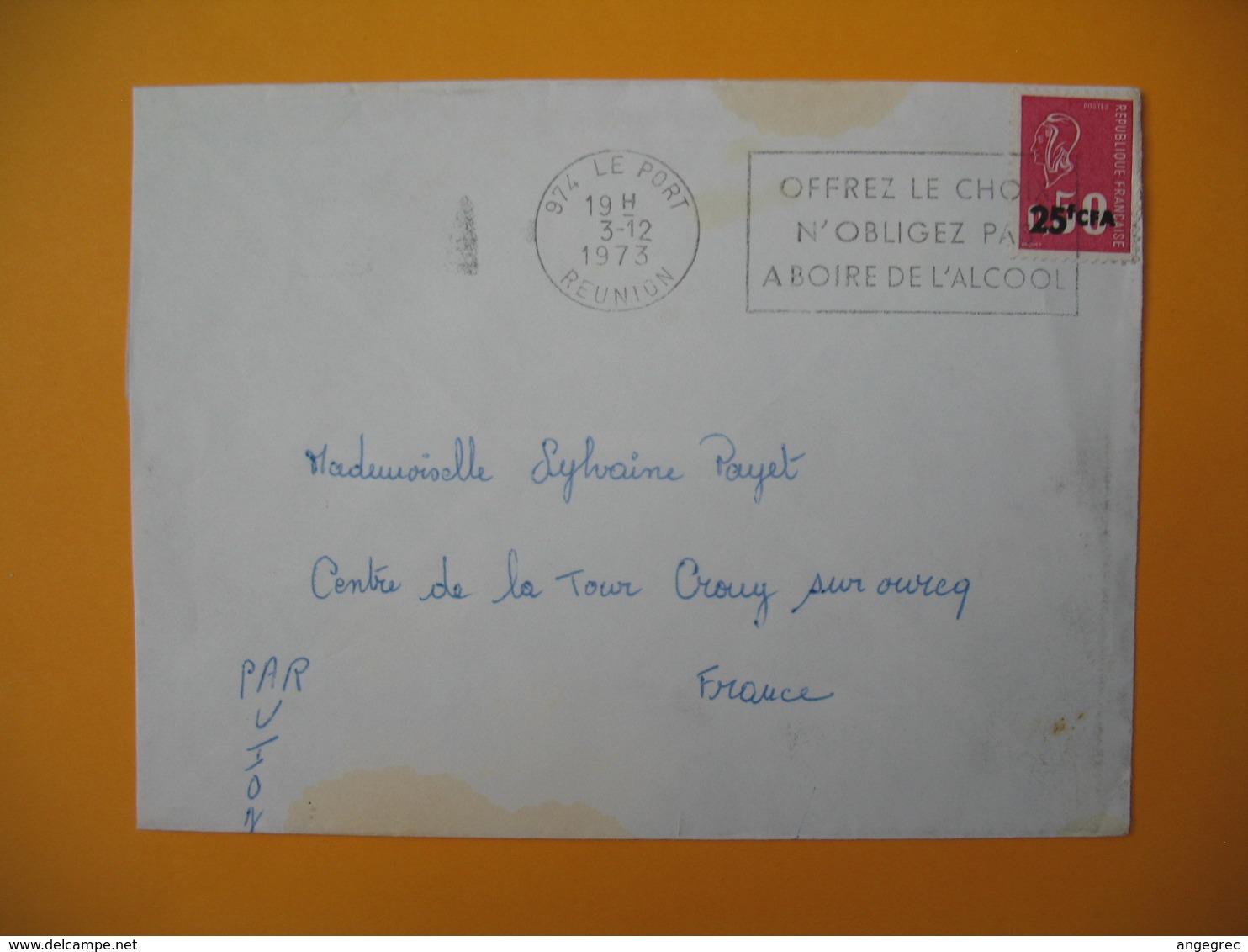 Lettre De La Réunion CFA  1973  N° 393  Marianne De Béquet Le Port  Pour La France - Covers & Documents