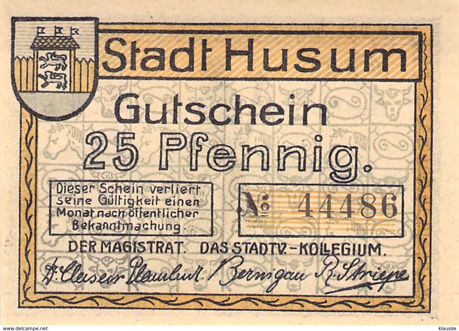 25 Pfg. Notgeld Husum UNC (I) - Lokale Ausgaben