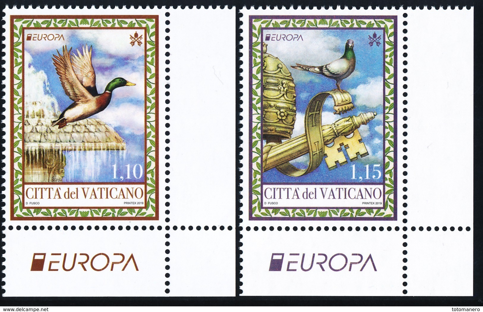 VATICAN/Vatikanstaat, EUROPA 2019 "National Birds" Set Of 2v** - 2019