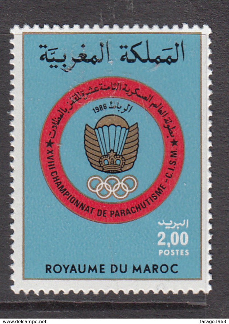 1986 Morocco Maroc Military Parachuting Complete Set Of 1 MNH - Morocco (1956-...)