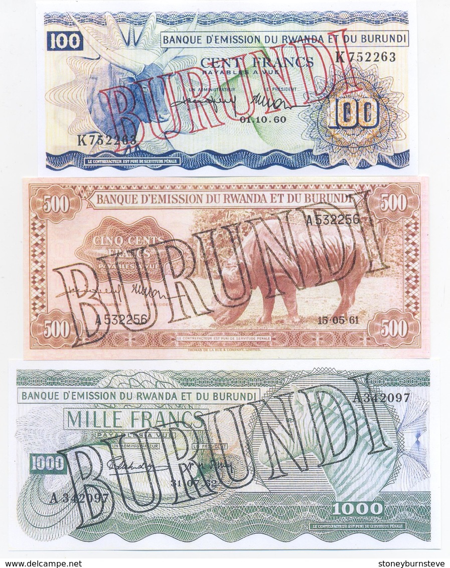 Burundi 7 Note Set 1960 COPY - Burundi