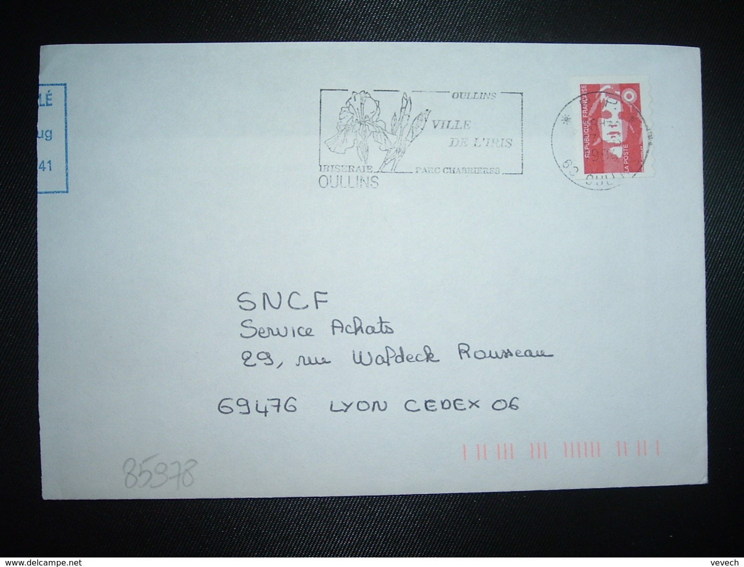 LETTRE PORT PAYE TP M. DE BRIAT TVP ROUGE OBL.MEC.17-6 1994 PP 69 OULLINS + VILLE DE L'IRIS - Oblitérations Mécaniques (Autres)