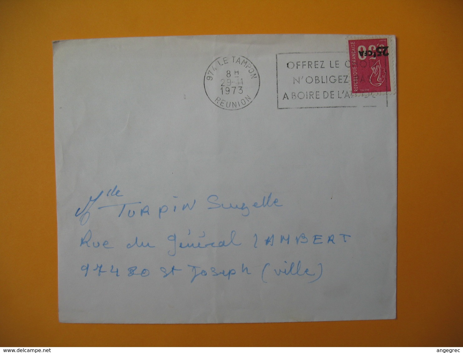 Lettre De La Réunion CFA  1973  N° 393  Marianne De Béquet Le Tampon Pour Saint Joseph - Covers & Documents