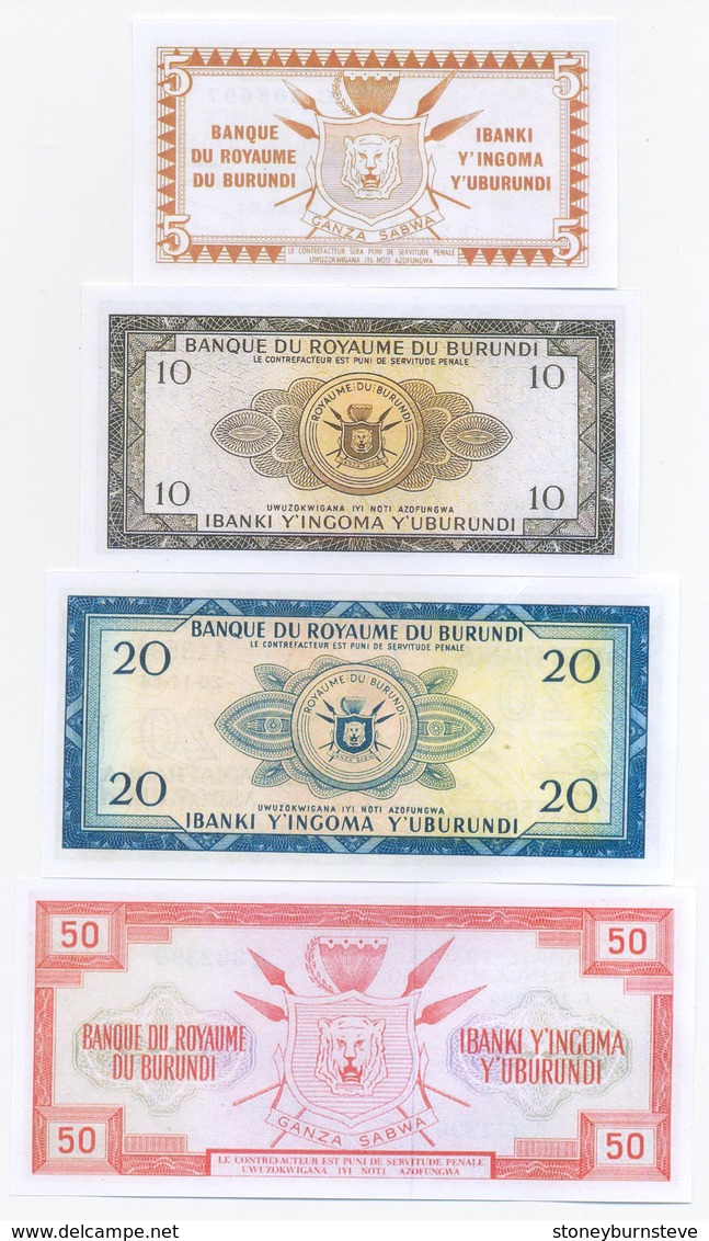 Burundi 6 Note Set 1964 COPY - Burundi