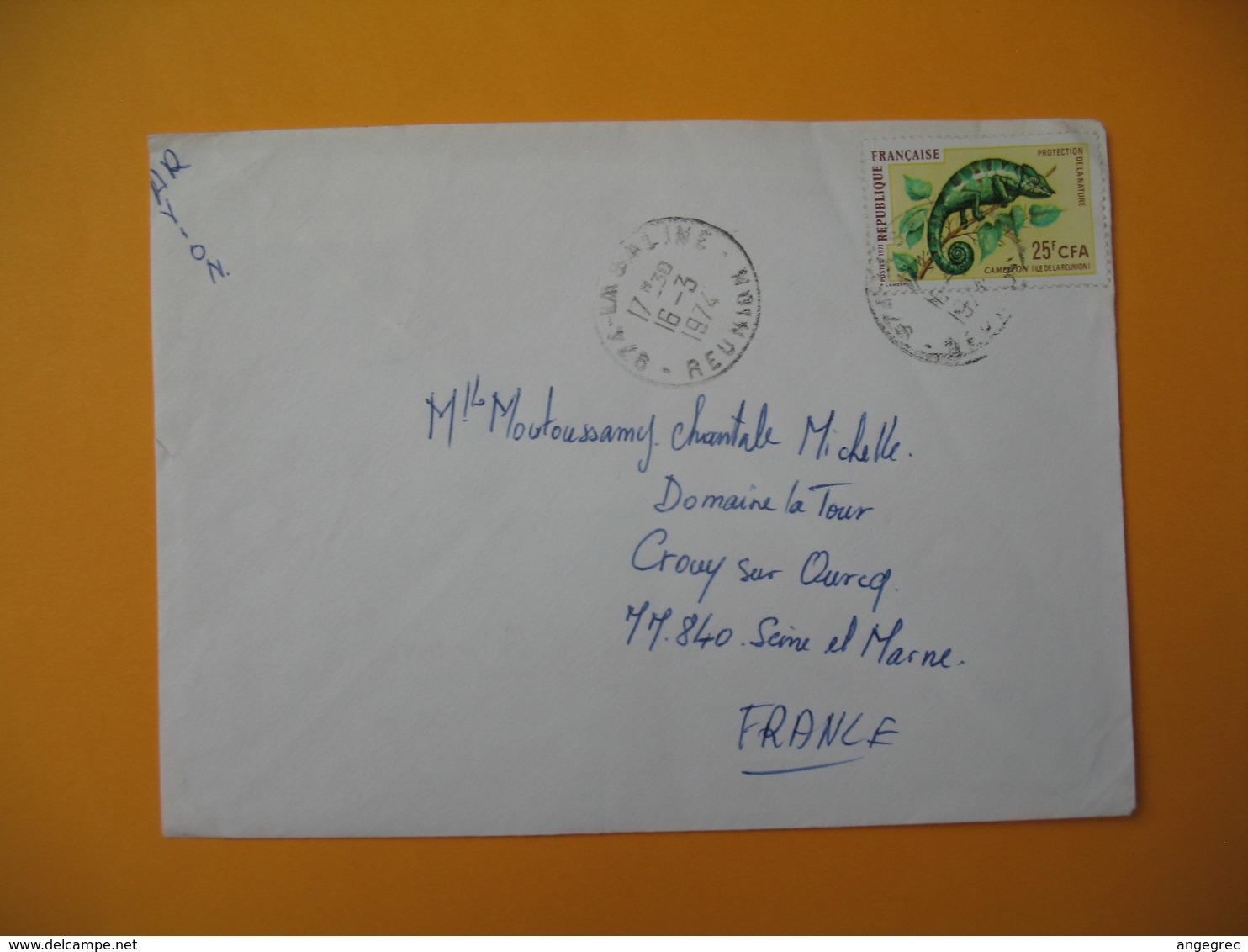 Lettre De La Réunion CFA  1974  N° 399 Caméléon Protection De La Nature La Saline  Pour La France - Covers & Documents