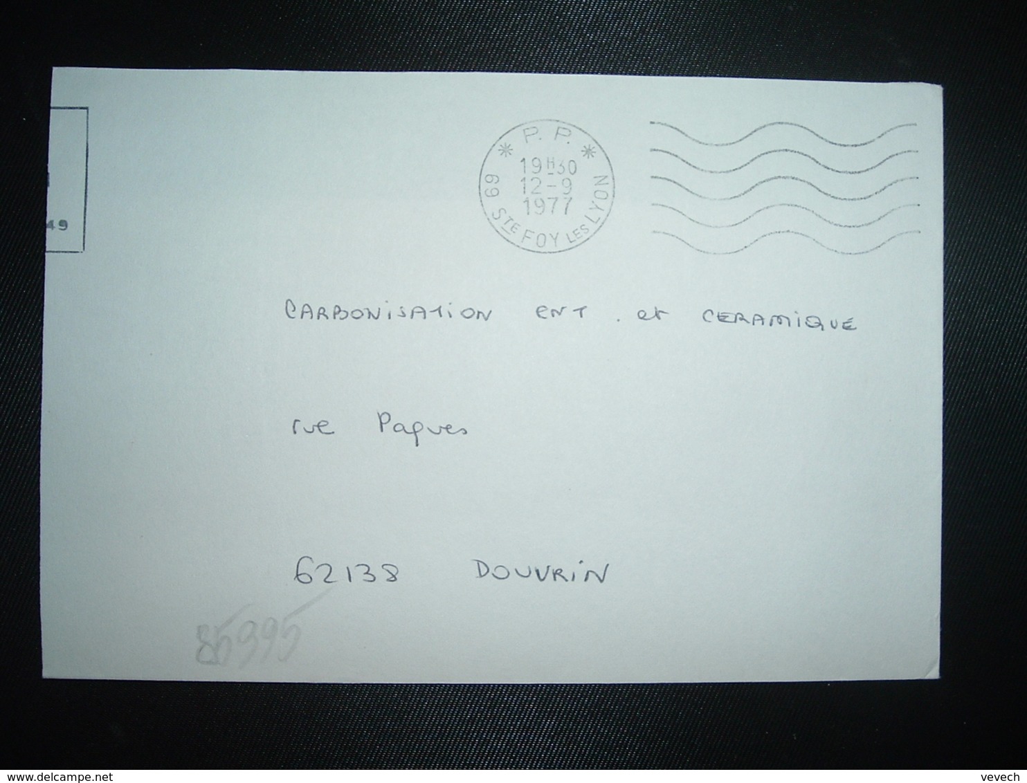 LETTRE PORT PAYE OBL.MEC.12-9 1977 PP 69 STE FOY LES LYON - Oblitérations Mécaniques (Autres)