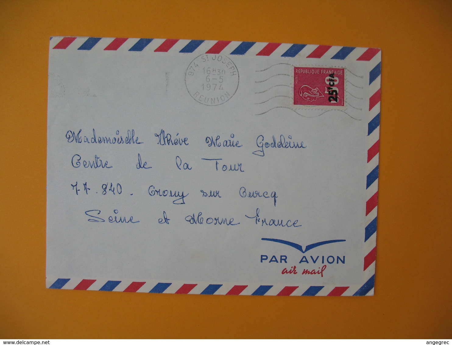 Lettre De La Réunion CFA  1974  N° 393  Marianne De Béquet De Saint Joseph Pour La France - Covers & Documents