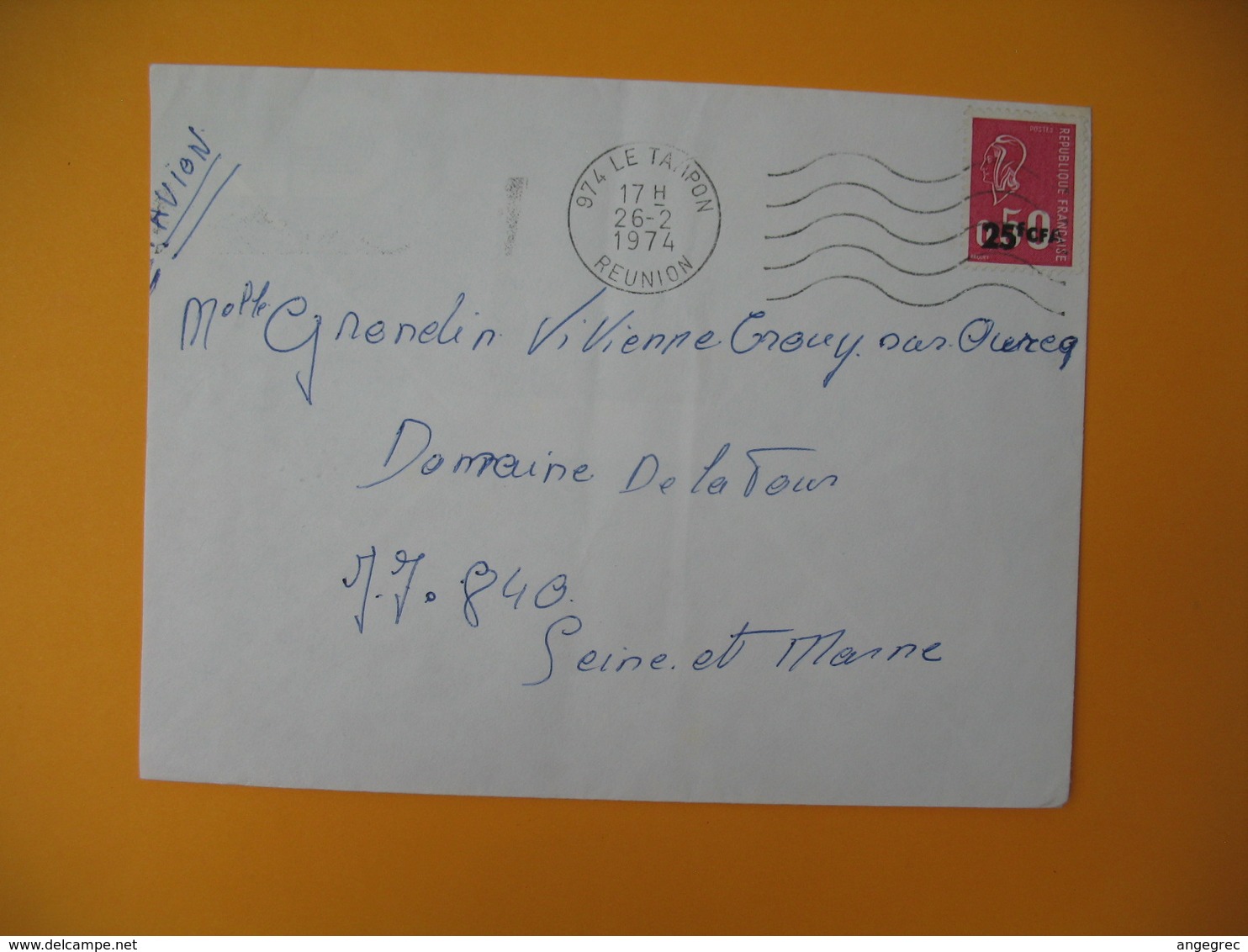 Lettre De La Réunion CFA  1974  N° 393  Marianne De Béquet Le Tampon Pour La France - Covers & Documents