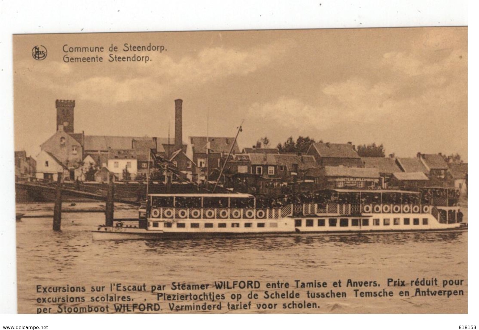 Gemeente Steendorp   Excursions Sur L'Escaut Par Steamer Wilford Entre Tamise Et Anvers.... - Temse