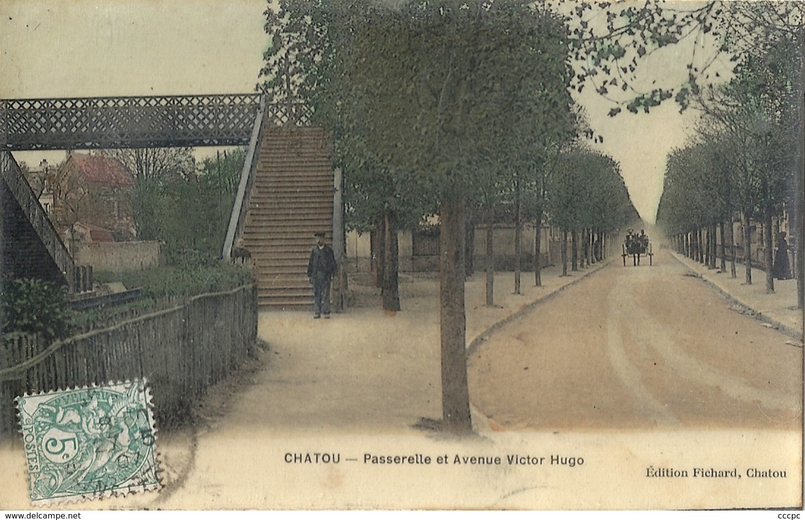 CPA Chatou Passerelle Et Avenue Victor Hugo - Chatou