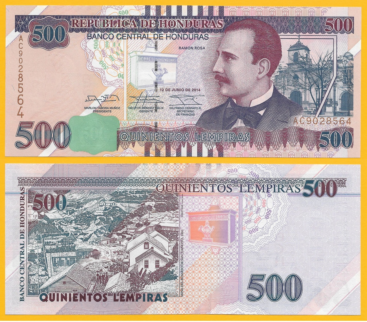 Honduras 500 Lempiras P-103 2014 UNC Banknote - Honduras