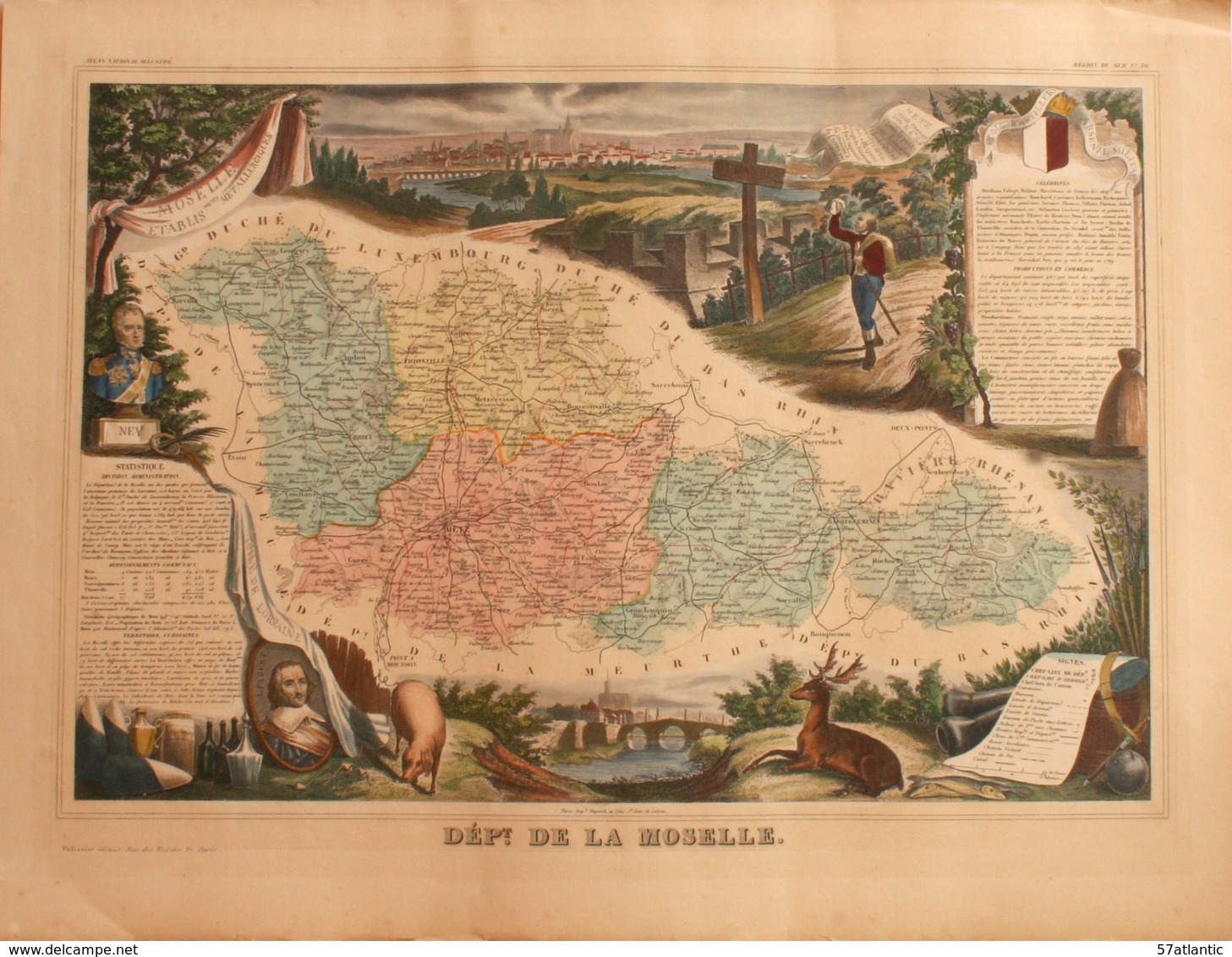 LORRAINE - CARTES GEOGRAPHIQUES DES 4 DEPARTEMENTS - GRAVURES LEVASSEUR 1866 - Geographical Maps