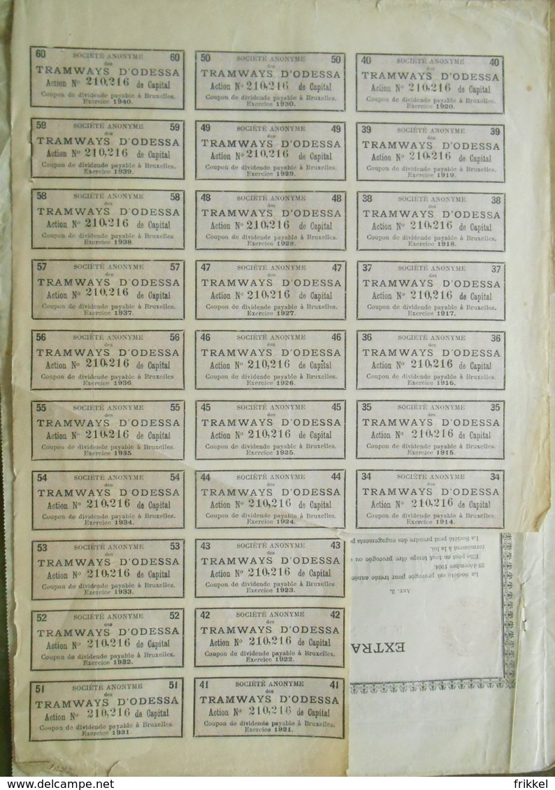 Société Anonyme Des Tramways D'Odessa TRAM  ( Aandeel Obligation Action ) - Chemin De Fer & Tramway