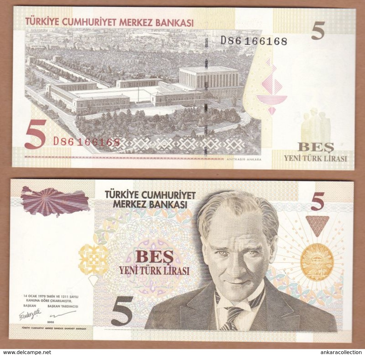 AC - TURKEY - 8th EMISSION 5 TL D 86  16661  68 RADAR UNCIRCULATED - Turquie