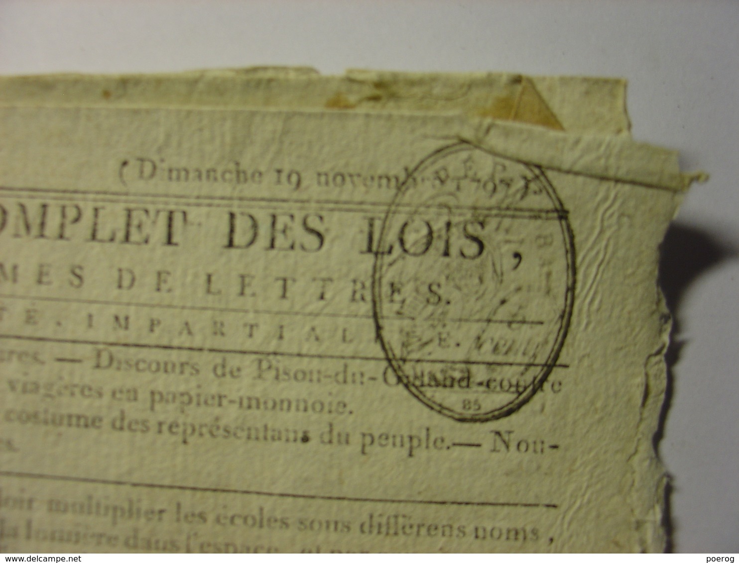 JOURNAL DU SOIR 19 NOVEMBRE 1797 - ECOLES SECONDAIRES - INSTRUCTION - COSTUMES REPRESENTANTS - PRISES MARITIMES MARINE - Gesetze & Erlasse