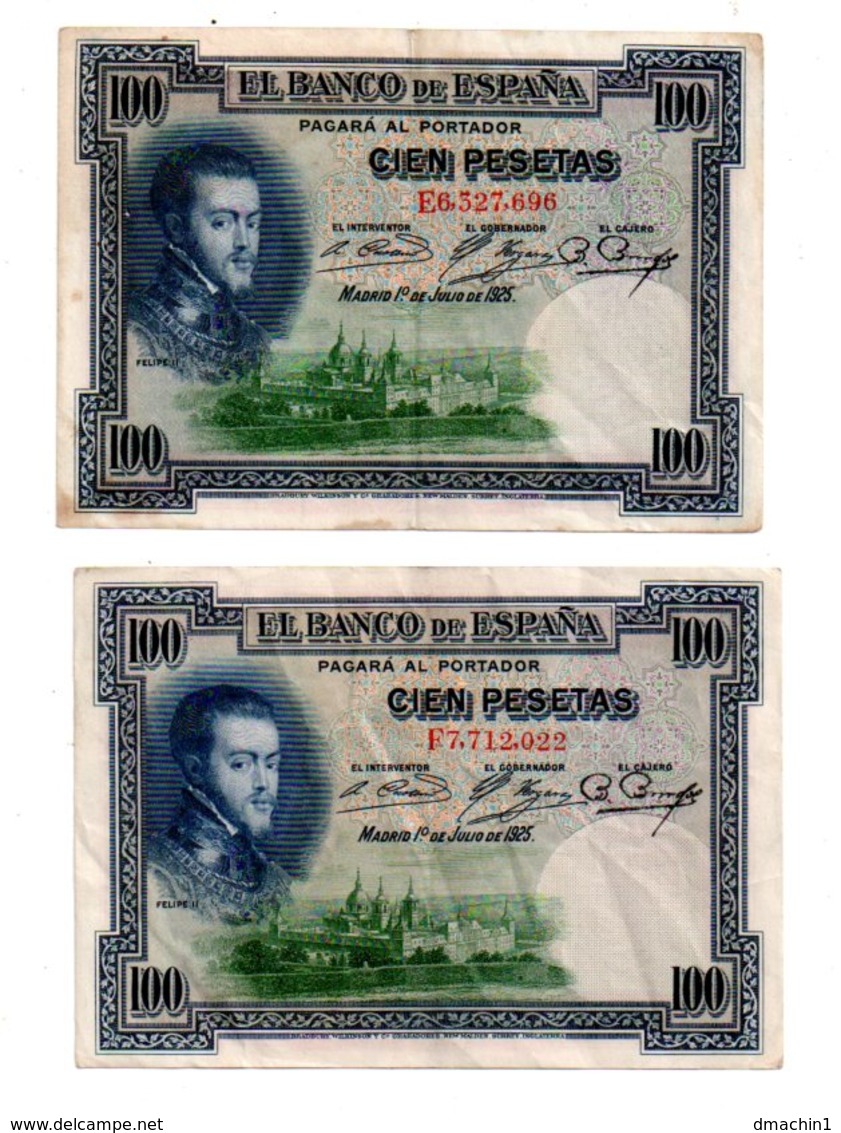 Espagne - 2 Billets De 100 Pesetas De 1925-voir état. - Vrac - Billets