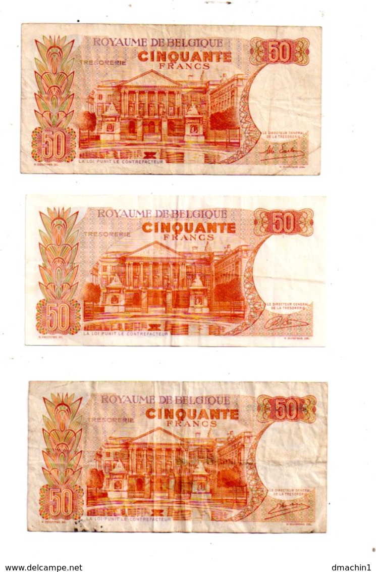 Belgique - 3 Billets De 50 Francs De 1966-voir état. - Lots & Kiloware - Banknotes