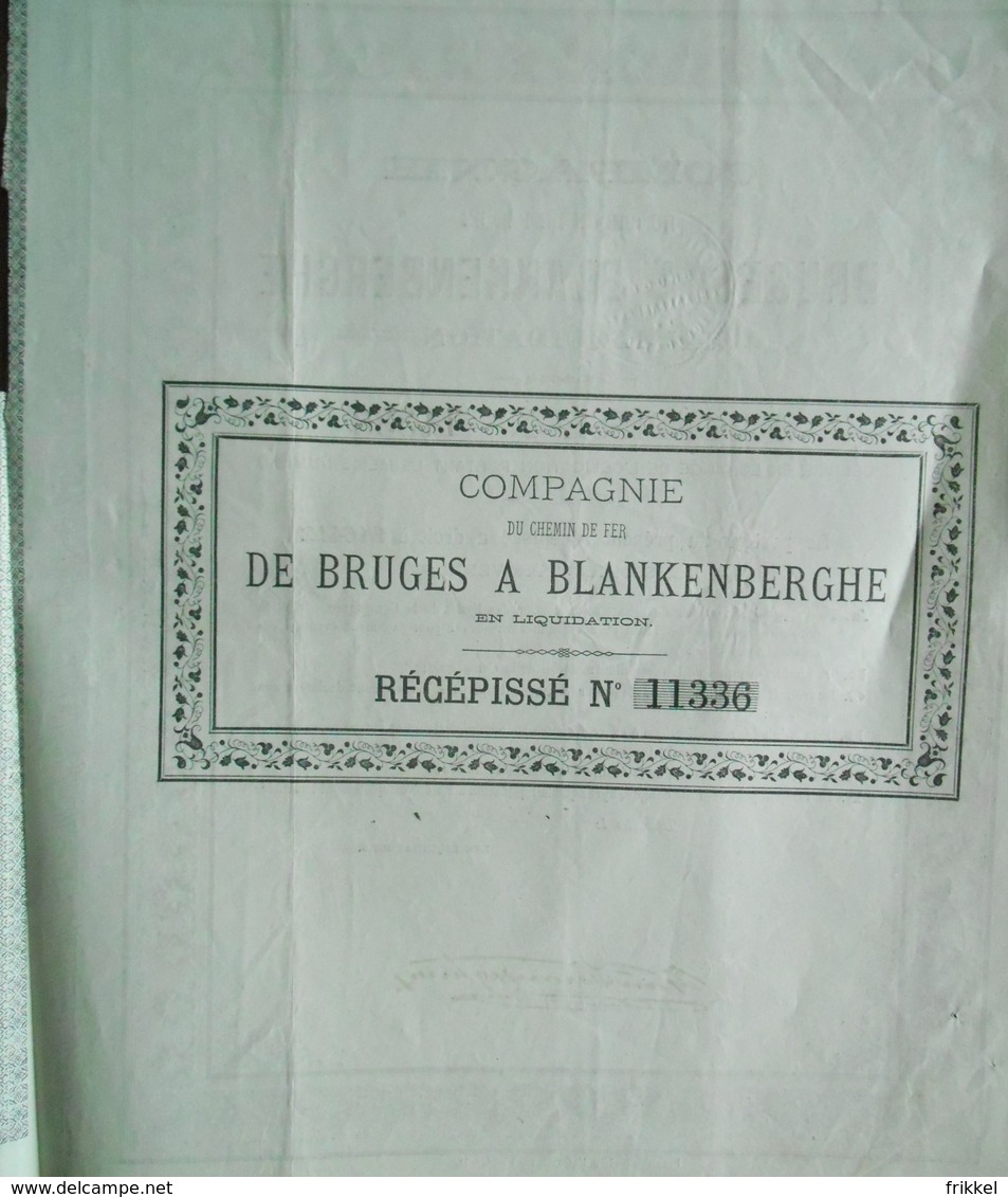 Compagnie Du Chemin De Fer De Bruges à Blankenberghe 1878 ( Aandeel Obligation Action ) Brugge Blankenberge - Chemin De Fer & Tramway