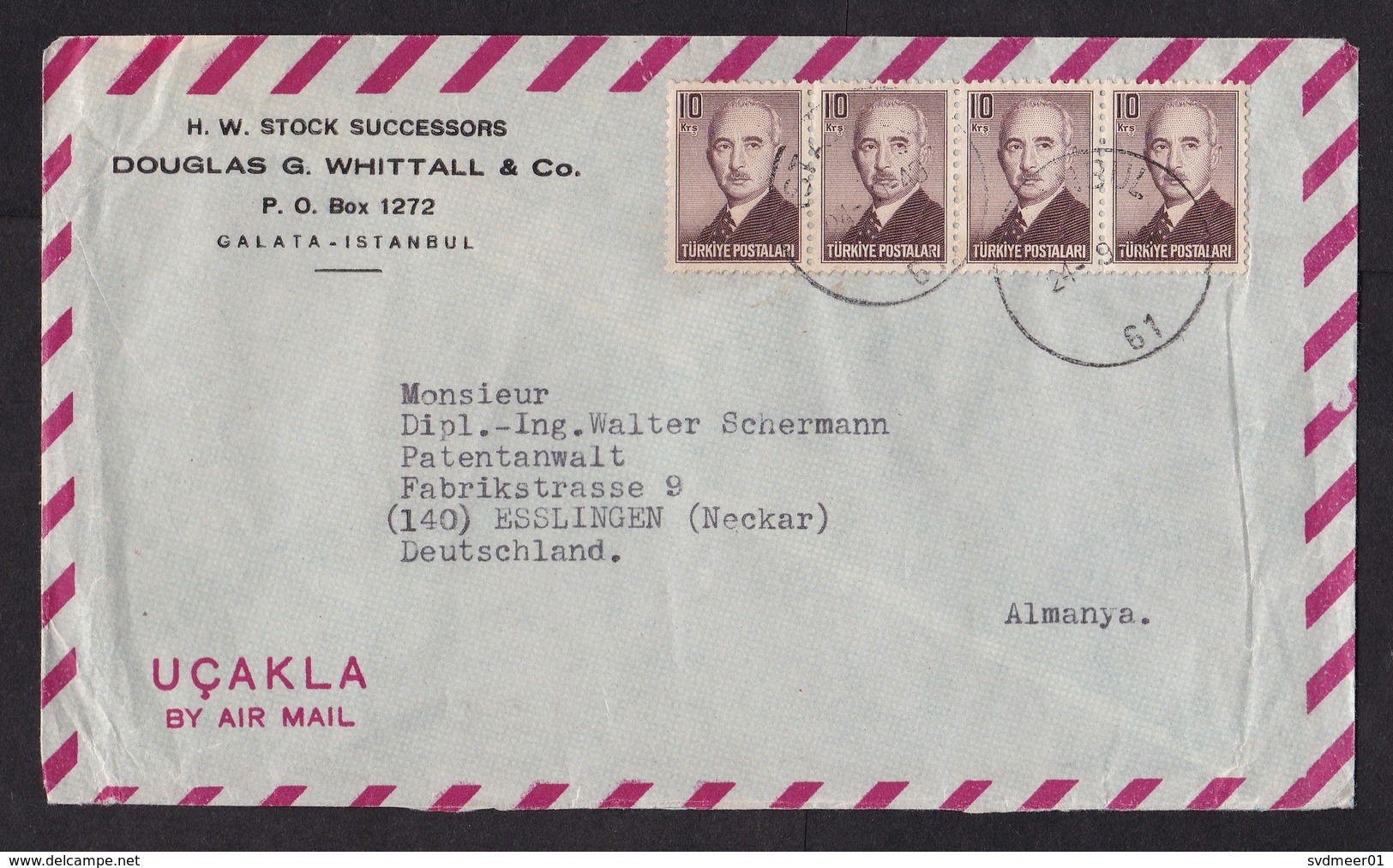 Turkey: Airmail Cover To Germany, 1949, 4 Stamps (minor Crease) - Brieven En Documenten
