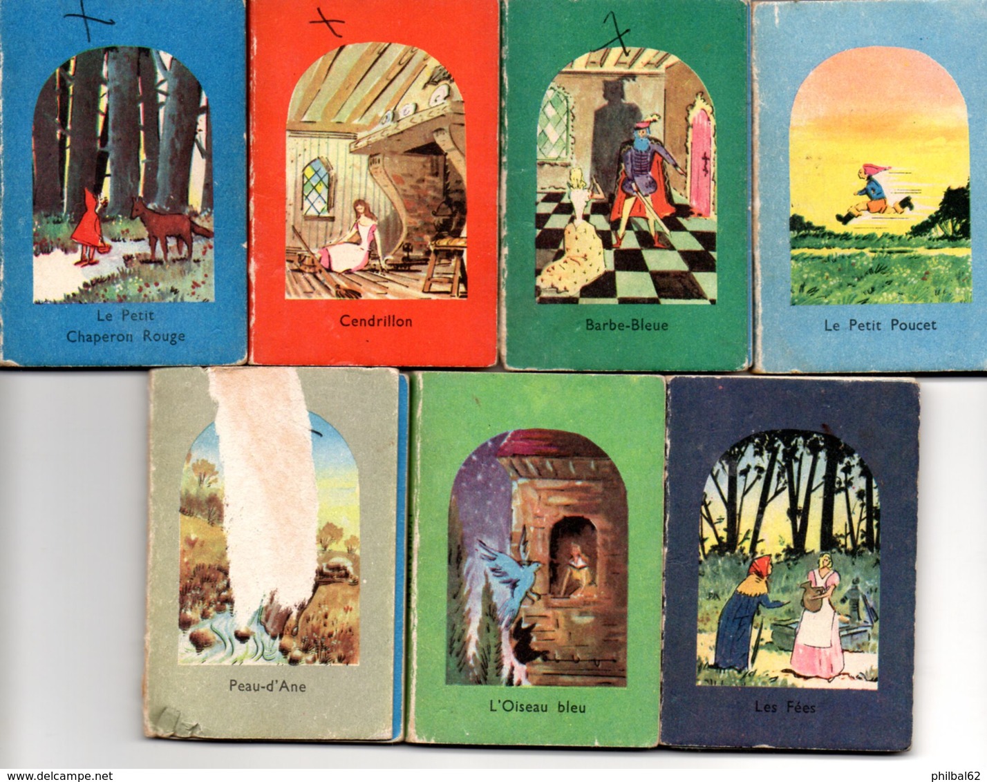 Lot De 6 Mini-livres De Contes. Petit Poucet, Chaperon Rouge, Cendrillon, Les Fées, Barbe-Bleue, L'Oiseau Bleu. - Contes