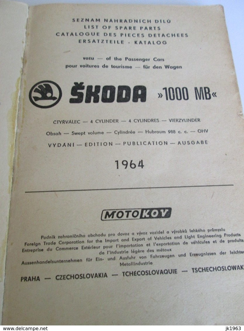 ŠKODA 1000 MB EDITION 1964 - Andere & Zonder Classificatie