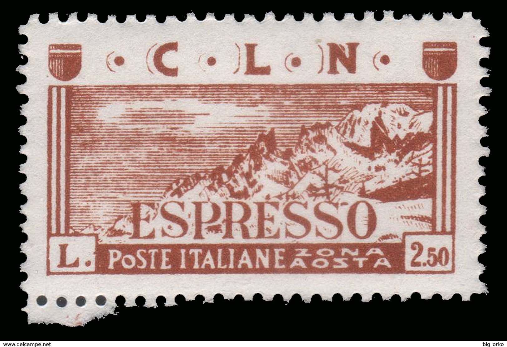 Italia - Comitato Liberazione Nazionale - Aosta - Lire 2,50 Espresso (veduta Alpina) - 1945 - Centraal Comité Van Het Nationaal Verzet (CLN)