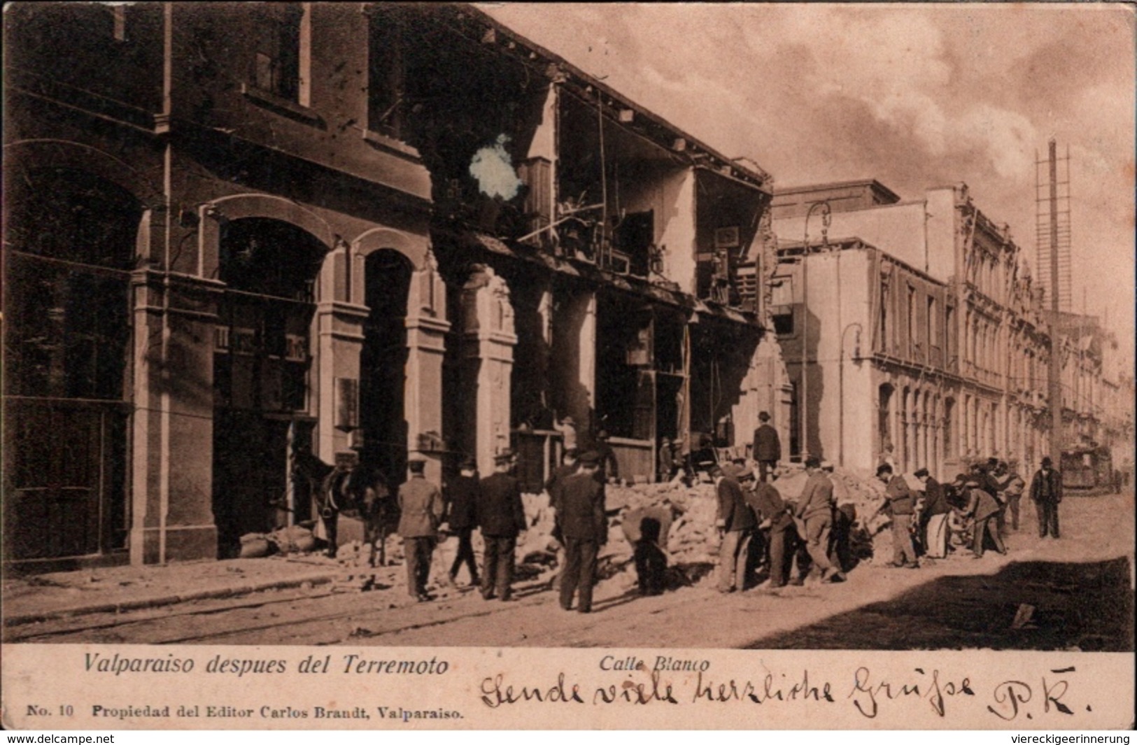 ! Alte Ansichtskarte Valparaiso Despues Del Terremoto, Calle Blanco, Erdbeben, Earthquake, Chile - Chili