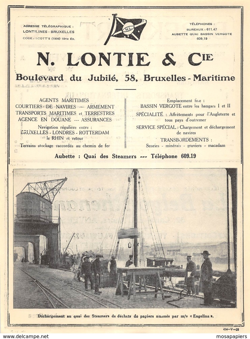 BRUXELLES-MARITIME - N. Lontie & Cie - Dim. A4 - Publicités