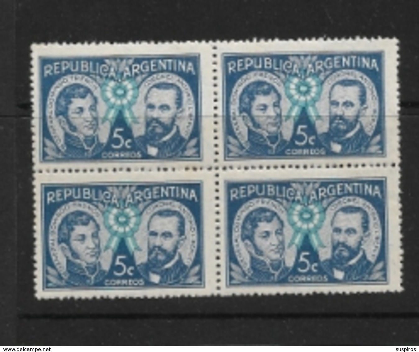 ARGENTINA -1941 General French And Colonel Beruti    FDCANCELLED    BLOCK OF 4 STAMPS  ** WM SUN O - Unused Stamps